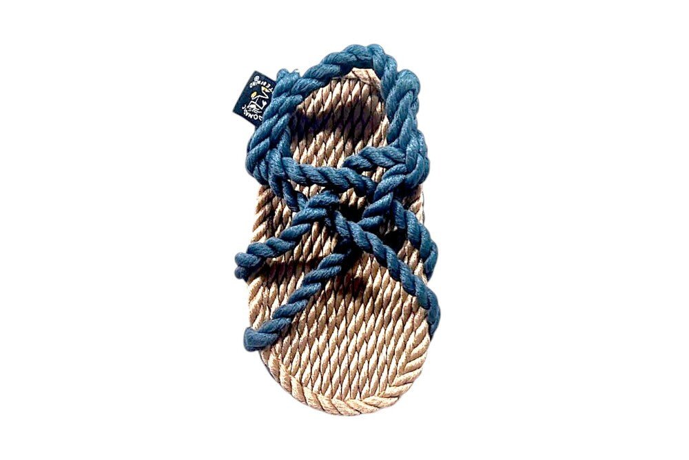 Sandales vegan, sandales enfant, sandales en corde, nomadic state of mind, modèle JC Kids Beige& Denim blue | JC Kids - Beige & Denim blue - Nomadic State Of Mind - Disponible sur Nomadic State Of Mind "FRANCE"