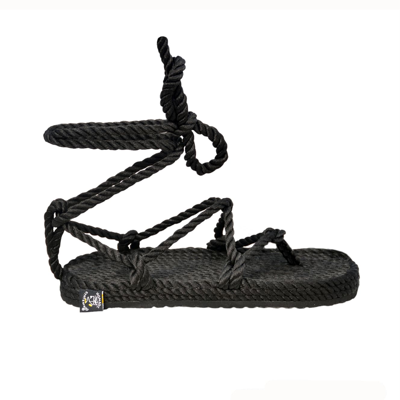 Sandales a corde pour femme ROMANO Black with sole