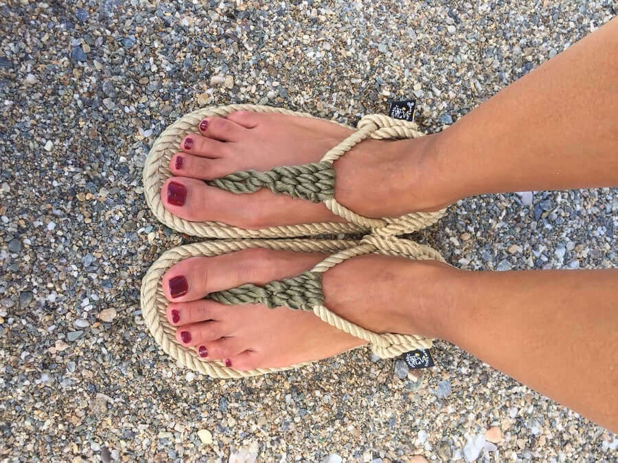 Sandales vegan, sandales en corde, nomadic state of mind, modèle Athena Beige & Kaki (Sage Green) | Athena - Beige & Kaki (Sage Green) - Nomadic State Of Mind - Disponible sur Nomadic State Of Mind "FRANCE"