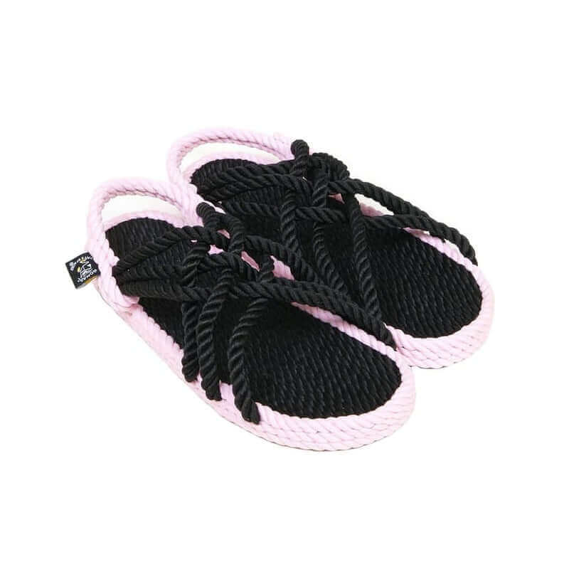Sandales vegan homme et femme, nomadic state of mind, modèle JC 3 Sensi - Black & Baby pink | JC 3 Sensi - Black & Baby pink - Sandales en cordes Nomadic - Nomadic State Of Mind - Disponible sur Nomadic State Of Mind "FRANCE"