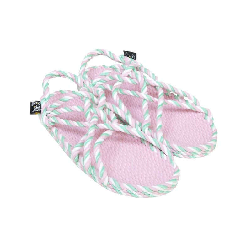 Sandales vegan, sandales en corde, nomadic state of mind, modèle JC Twisted - Baby pink & Candy | JC Twisted - Baby pink & Candy - Nomadic State Of Mind - Disponible sur Nomadic State Of Mind "FRANCE"