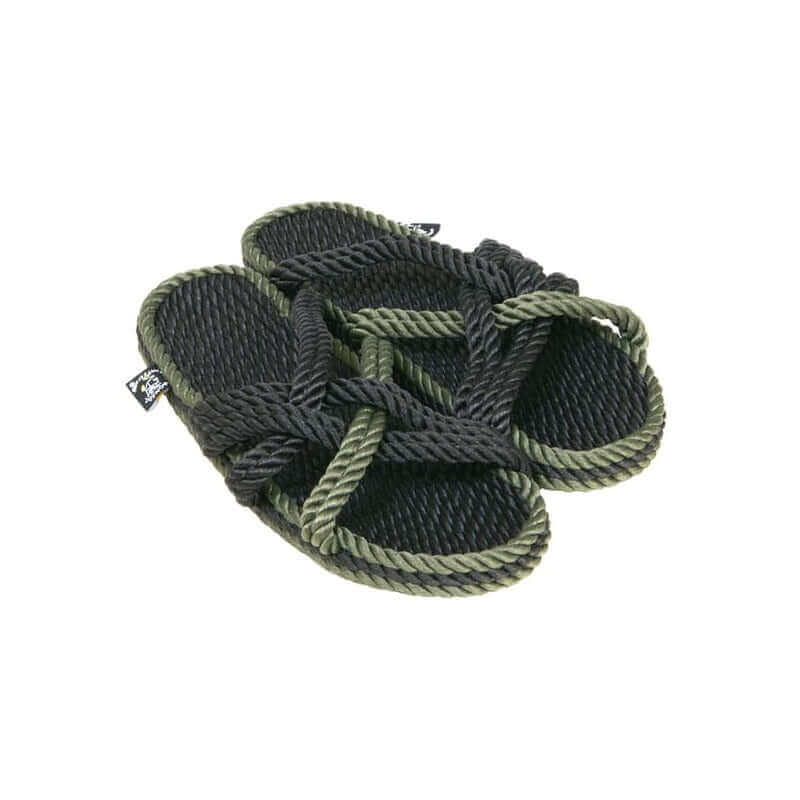 Sandales vegan, sandales en corde, nomadic state of mind, modèle Slip on Black & Sage green | Slip on - Black & Sage green - Nomadic State Of Mind - Disponible sur Nomadic State Of Mind "FRANCE"