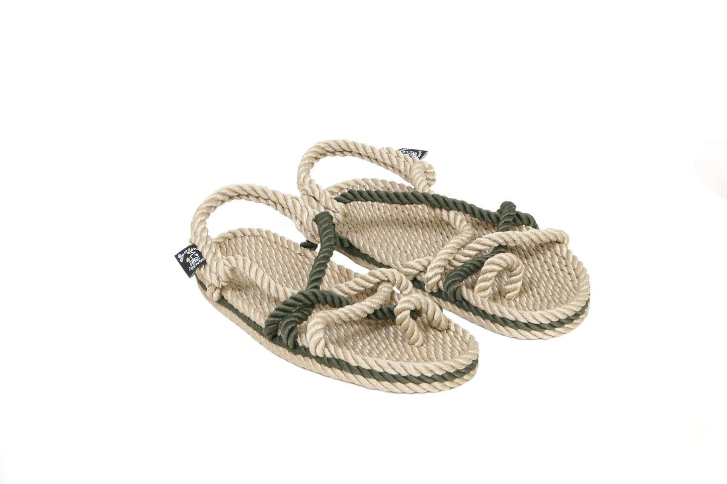 Sandales vegan, sandales en corde, nomadic state of mind, modèle Toe joe Beige dark sage green | Toe joe - Beige & Dark sage green - Nomadic State Of Mind - Disponible sur Nomadic State Of Mind "FRANCE"