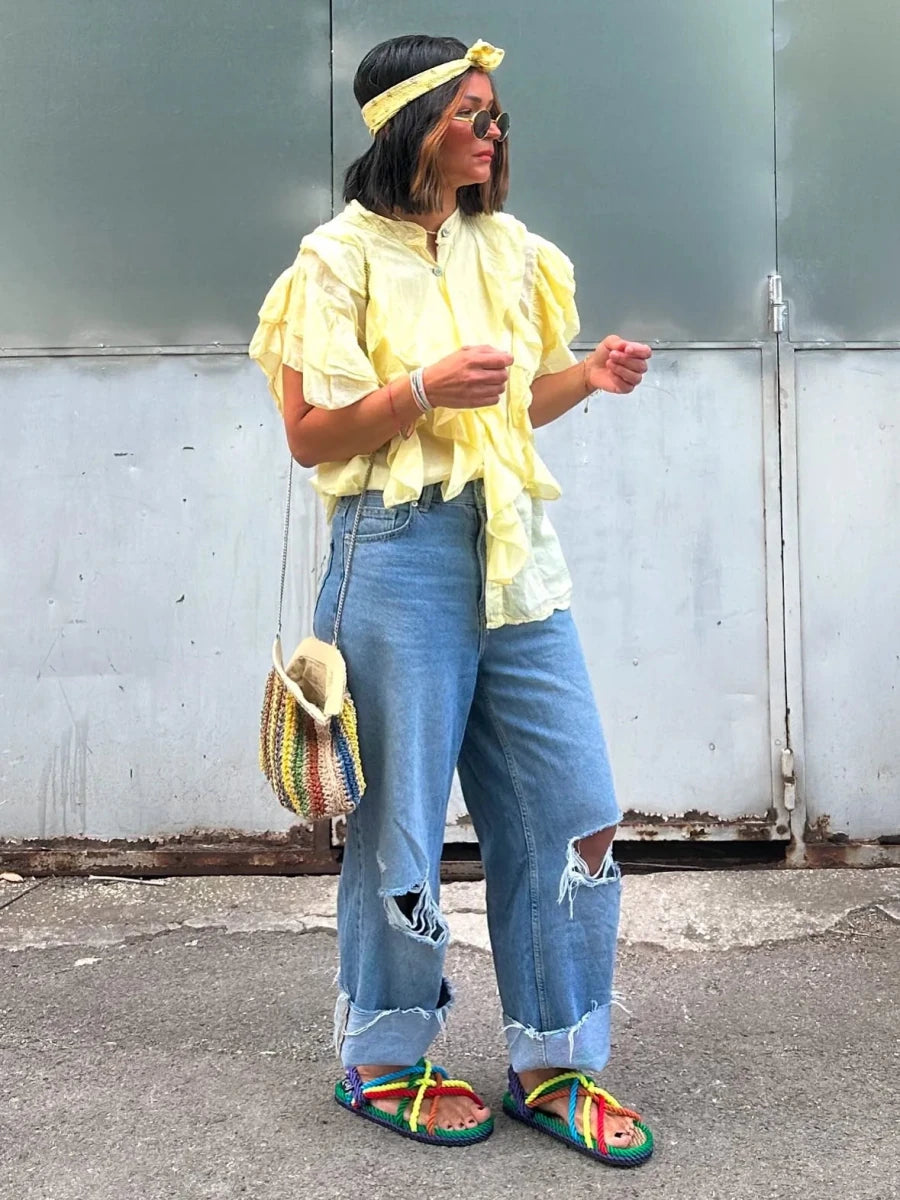 Sandales en corde : comment les porter avec une robe longue, un jean ou une jupe midi. - Nomadic State Of Mind