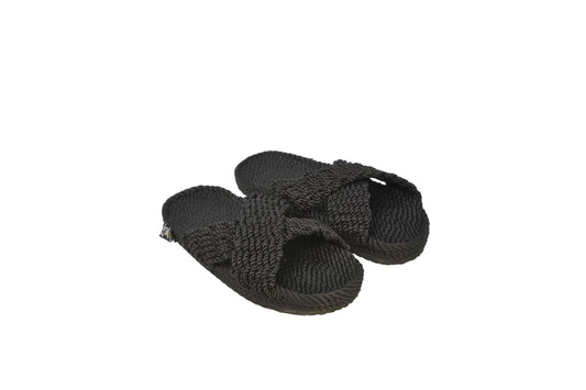 Sandales vegan, sandales en corde, Sandales avec semelles, nomadic state of mind, modèle SLIDE X Black with Sole