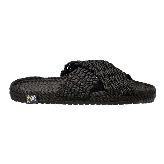 Sandales vegan, sandales en corde, Sandales avec semelles, nomadic state of mind, modèle SLIDE X Black with Sole