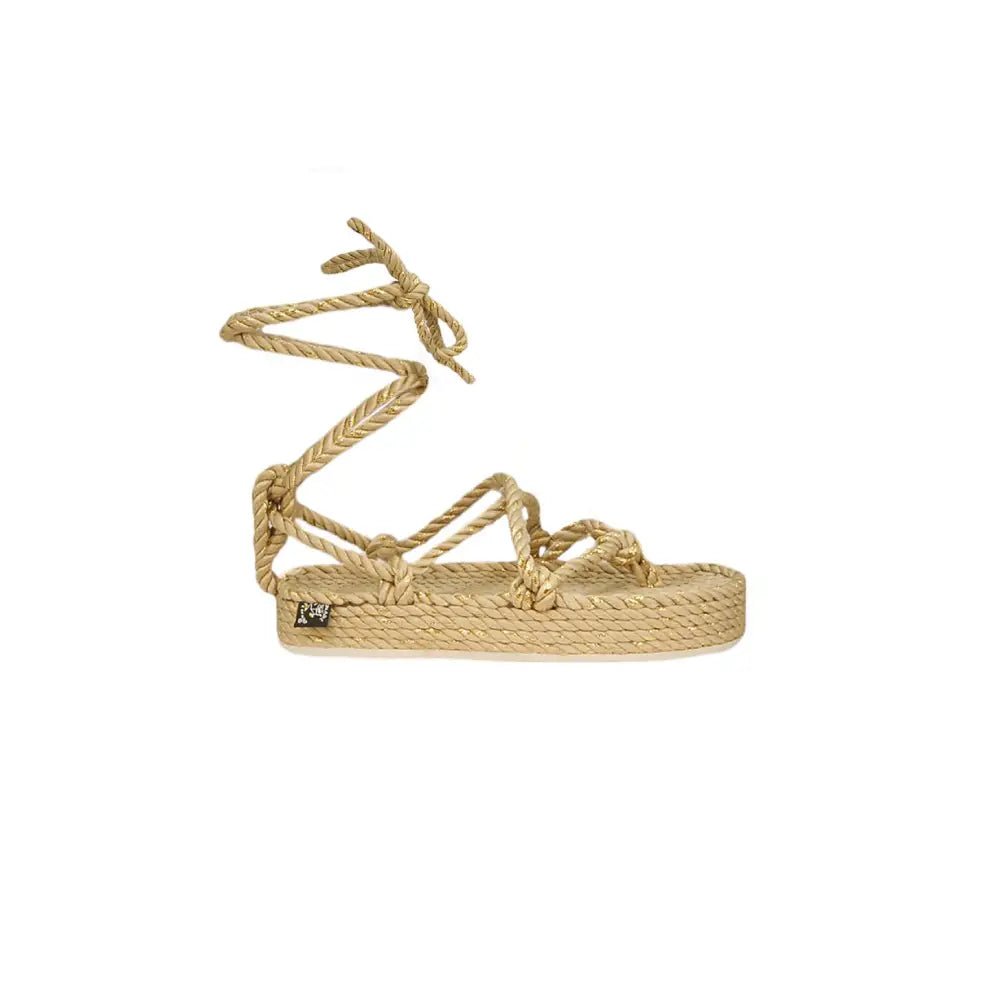 Sandales avec semelles, Romano compensées beige sparkling gold with sole - nomadic state of mind - Disponible sur Nomadic State Of Mind