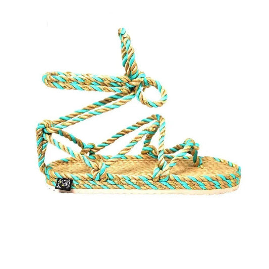 Sandales vegan, sandales en corde femme, nomadic state of mind, modèle Romano Twisted Beige Turquoise spark with sole | Romano - Twisted Beige Turquoise spark with sole - Nomadic State Of Mind - Disponible sur Nomadic State Of Mind - Disponible sur Nomadic State Of Mind - Disponible sur Nomadic State Of Mind
