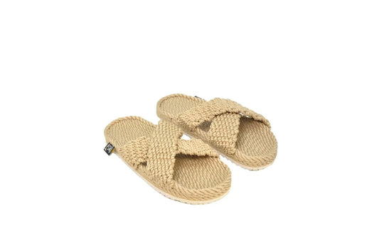 Sandales vegan, sandales en corde, Sandales avec semelles, nomadic state of mind, modèle SLIDE X Beige with Sole - Disponible sur Nomadic State Of Mind