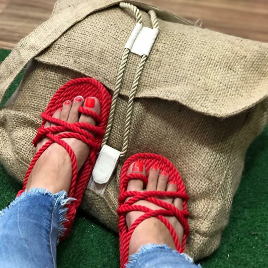 Sandales en cordes rouge stylées Toe joe red Nomadic state of mind - Disponible sur Nomadic State Of Mind