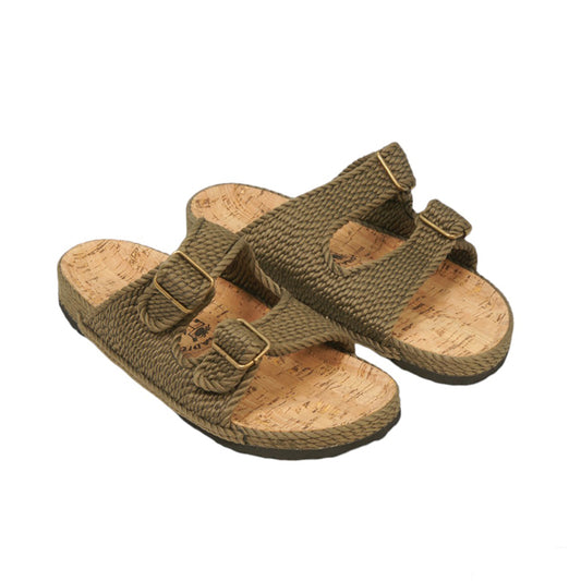 Sandales vegan, sandales en corde, nomadic state of mind, modèle Moses sage green with cork