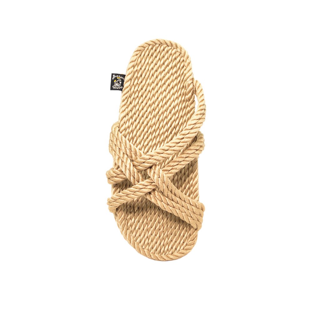 Sandales avec semelle, sandales en corde, nomadic state of mind, modèle Slip on beige with sole - Disponible sur Nomadic State Of Mind