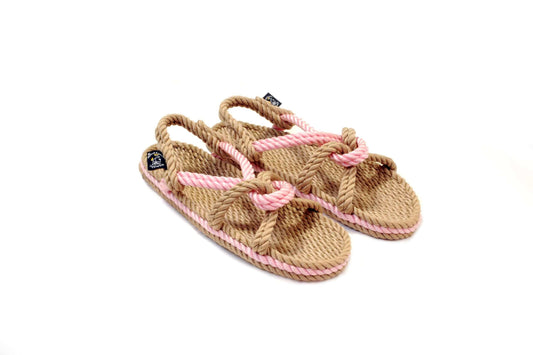 Sandales vegan, sandales en corde, nomadic state of mind, modèle Mountain Momma Beige & Pink