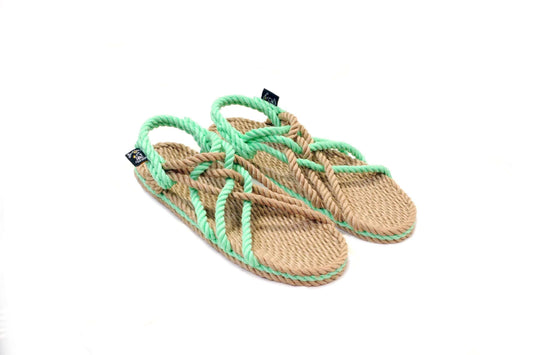 Sandales vegan homme et femme, nomadic state of mind, modèle  JC-Beige & Neon green 3 Ropes