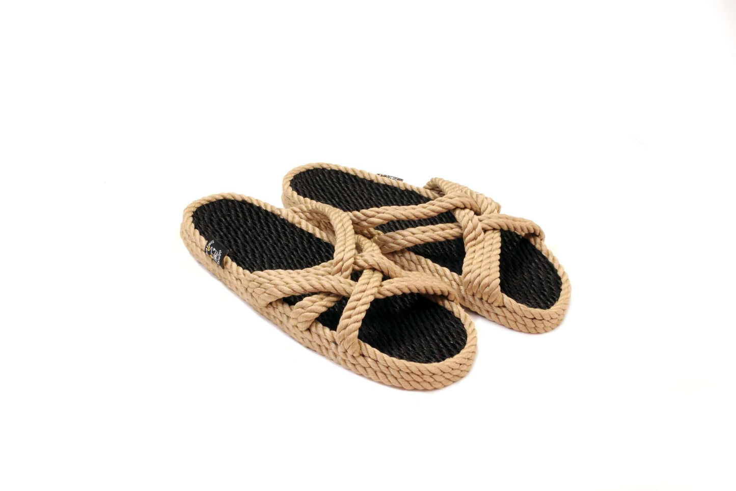 Sandales vegan, sandales en corde, nomadic state of mind, modèle Slip on Beige and black