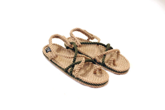 Sandales vegan, sandales en corde, nomadic state of mind, modèle Toe joe Sandales Beige Kaki (Sage Green)