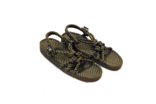 Sandales vegan, sandales en corde, nomadic state of mind, modèle Wedge Sage Green army