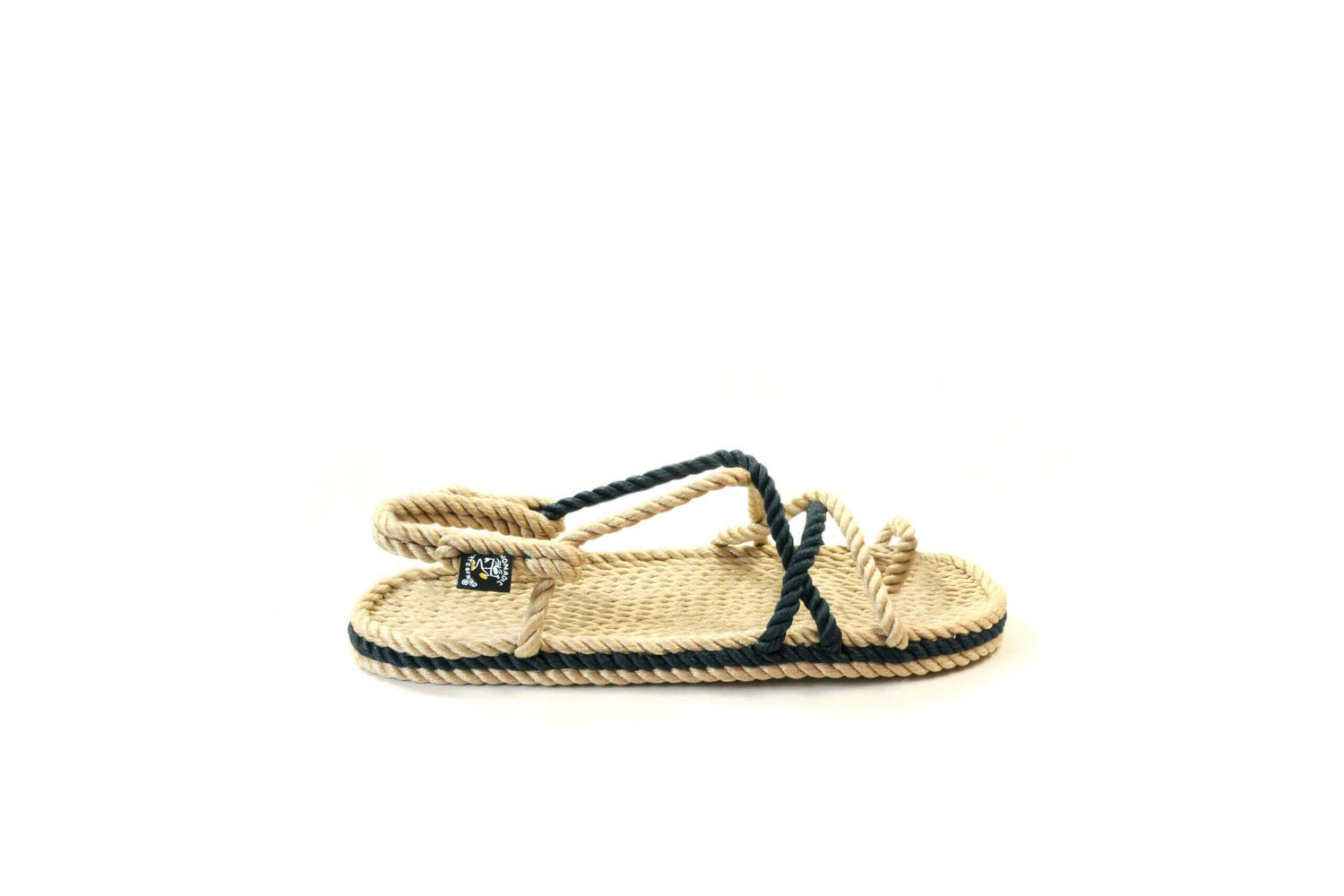 Sandales vegan, sandales en corde, nomadic state of mind, modèle Toe joe Beige & Navy