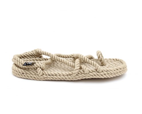 Sandales nomadic, sandale vegan, fait à partir de corde récyclé, modèle toe joe beige
