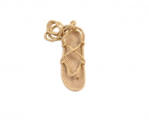 Sandales nomadic, sandale vegan, fait à partir de corde récyclé, modèle Romano solid gold