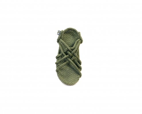 Sandales nomadic, sandale vegan, fait à partir de corde récyclé, modèle jc sage green olive