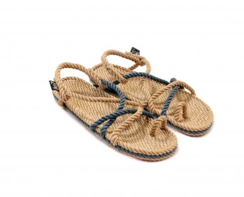 Sandales nomadic state of mind, sandale en corde, sandales homme, sandales femme, modèle toe joe couleur beige et denim