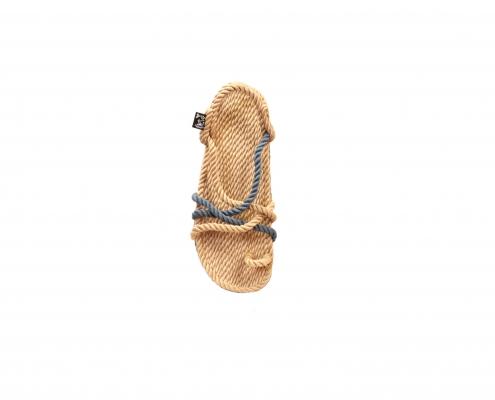 Sandales Boho nomadic state of mind, en corde, sandales homme, sandales femme, modèle Toe joe couleur beige et denim