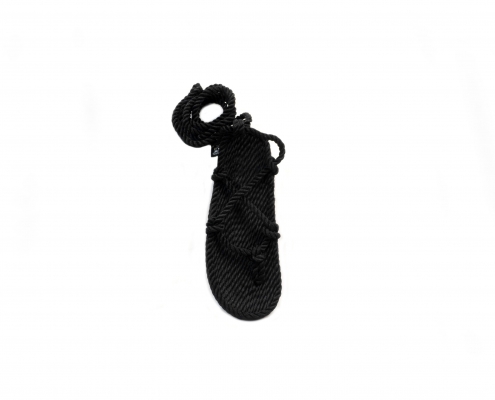 Sandales nomadic, sandale vegan, fait à partir de corde récyclé, modèle romano noir