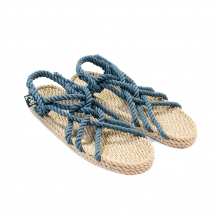 Sandales nomadic state of mind, sandale en corde, modèle jc couleur beige et Denim