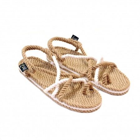 Sandales nomadic state of mind, sandale en corde, modèle toe joe beige et blanc