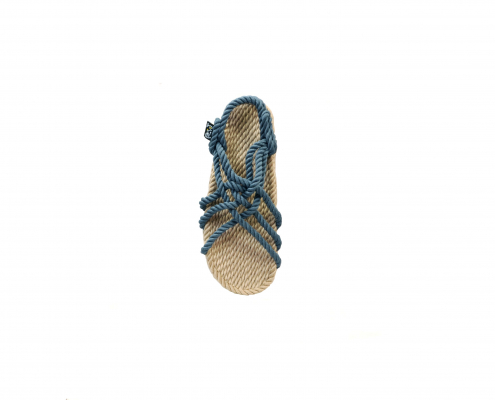 Sandales nomadic state of mind, sandales boho en corde, sandales homme, sandales femme, modèle JC Beige & denim 6 cordes