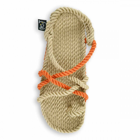 Sandales en corde, sandales boho, nomadic state of mind, sandals for men, sandales for women, modèle Toe Joe Beige & Pumpkin