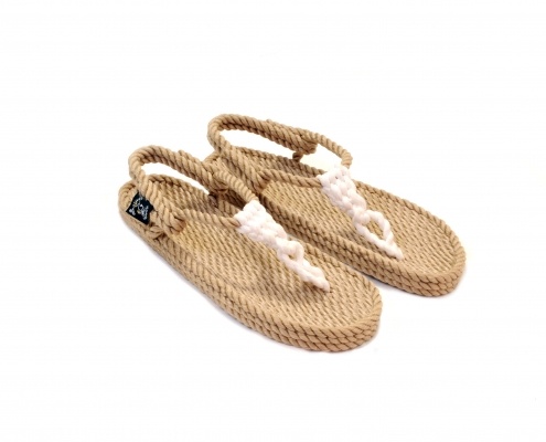 Sandales Boho en plastique recyclé, sandales nomadic, marque vegan, sandales homme, sandales femme, modèle Athena Beige & Blanc