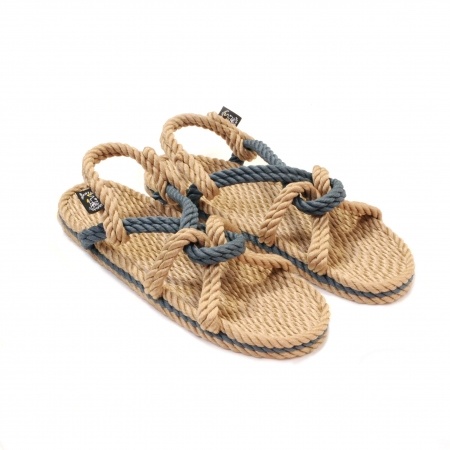 Sandales Boho en plastique recyclé, sandales nomadic, marque vegan, sandales homme, sandales femme, modèle Mountain Momma Beige & Denim bleu