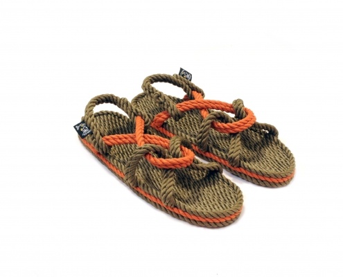 Sandales Boho en plastique recyclé, sandales nomadic, marque vegan, sandales homme, sandales femme, modèle Mountain Momma Beige & Rouge