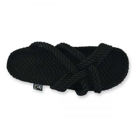 Sandales nomadic, sandale vegan, fait à partir de corde récyclé, modèle slip on noir