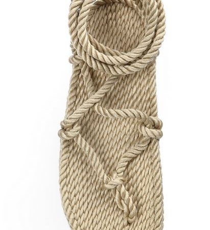 Sandales nomadic, sandale vegan, fait à partir de corde récyclé, modèle Romano beige