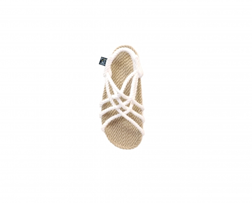 Sandales nomadic, sandale vegan, fait à partir de corde récyclé, modèle jc beige et blanc