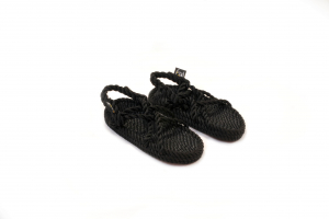 Sandales Boho en plastique recyclé, sandales nomadic, marque vegan, sandales enfant modèle JC Noir