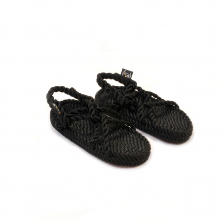 Sandales Boho en plastique recyclé, sandales nomadic, marque vegan, sandales enfant modèle JC Noir