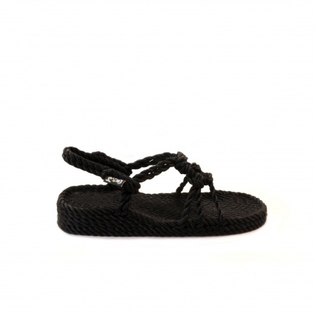 sandales nomadic state of mind, modele Wedge noir, sandale en corde