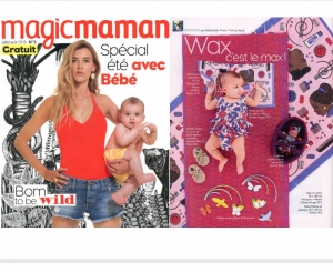 Une femme et un bébé portant des Sandales Nomadic state of mind apparu sur la couverture de la magazine Magic Maman