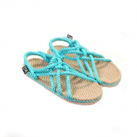 Sandales nomadic state of mind, sandale en corde, modèle jc couleur beige et turquoise