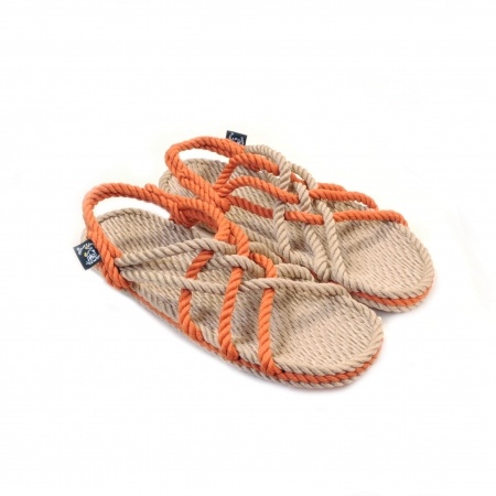 Sandales en corde, sandales boho, nomadic state of mind, sandals for men, sandales for women, modèle JC Beige & Pumpkin 3 cordes