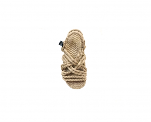 Sandales nomadic, sandale vegan, fait à partir de corde récyclé, modèle lounger beige