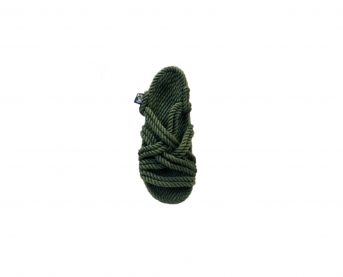 Sandales nomadic, sandale vegan, fait à partir de corde récyclé, modèle lounger sage green