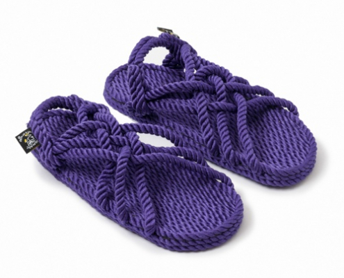 Sandales Boho en plastique recyclé, sandales nomadic, marque vegan, sandales homme, sandales femme, modèle JC purple