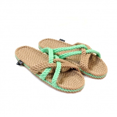 Sandales nomadic state of mind, sandale en corde, modèle Slip on couleur Beige Neon Green