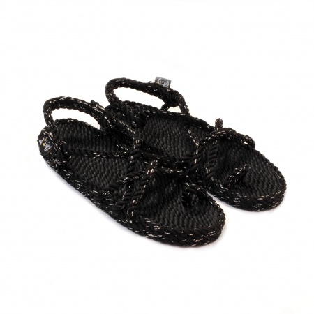 Sandales nomadic state of mind, sandale en corde, modèle Toe Joe couleur Black Silver