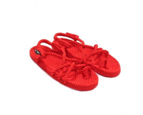 Sandales Boho en plastique recyclé, sandales nomadic, marque vegan, sandales homme, sandales femme, modèle Toe joe Red